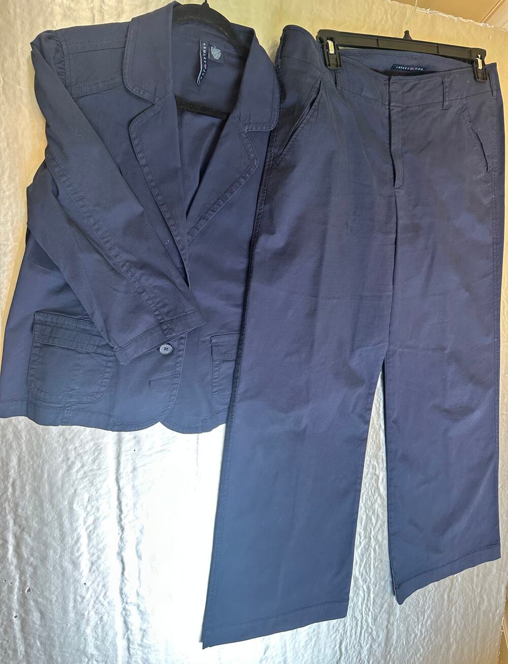 Ashley Judd Navy Pant Suit Blazer Large Pants 14 Navy Career Set